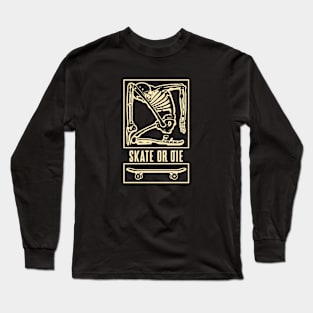 Skeleton Skate or Die Sepia Long Sleeve T-Shirt